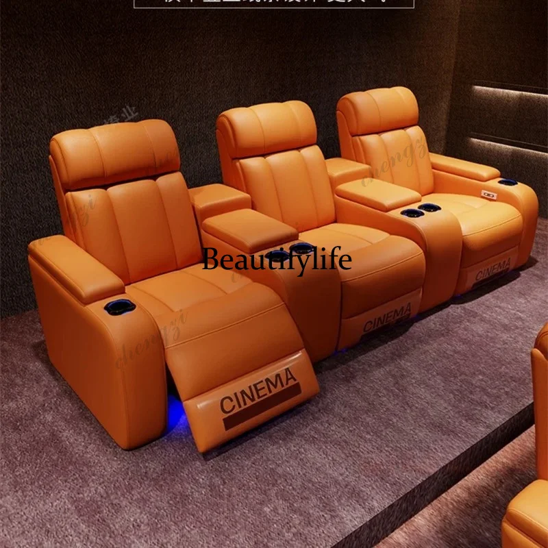 01A Luxury Genuine Leather Ele - Home Cinema Recliner Chairs ulasan dan harga