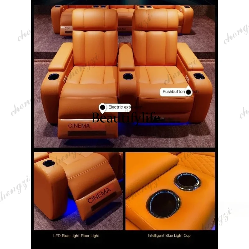 01A Luxury Genuine Leather Ele - Home Cinema Recliner Chairs ulasan dan harga
