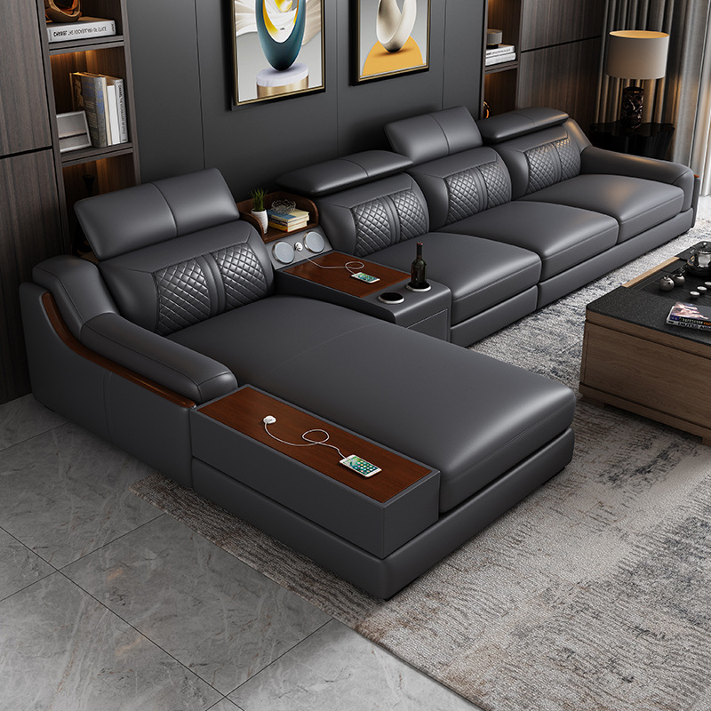 Leather sofa simple modern siz - Home Cinema Sofa ulasan dan harga
