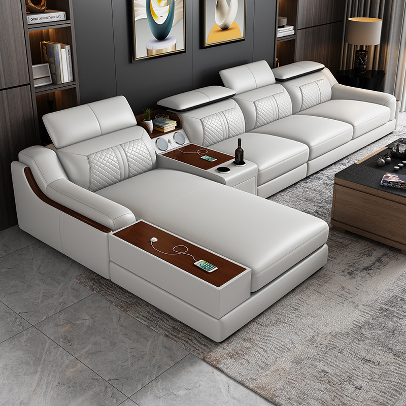 Leather sofa simple modern siz - Home Cinema Sofa ulasan dan harga