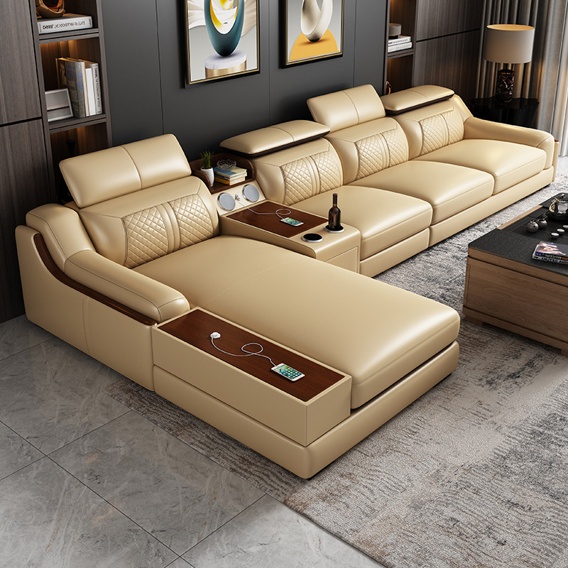 Leather sofa simple modern siz - Home Cinema Sofa ulasan dan harga