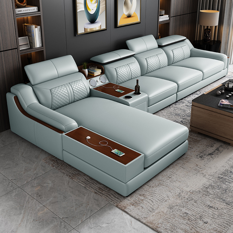Leather sofa simple modern siz - Home Cinema Sofa ulasan dan harga