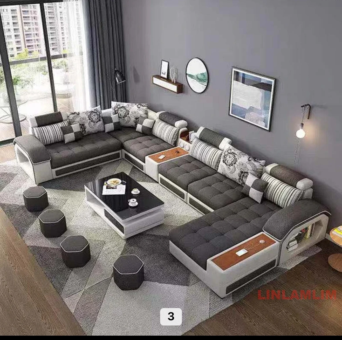 Linlamlim U-Shaped Sectional F - Home Cinema Sofa ulasan dan harga
