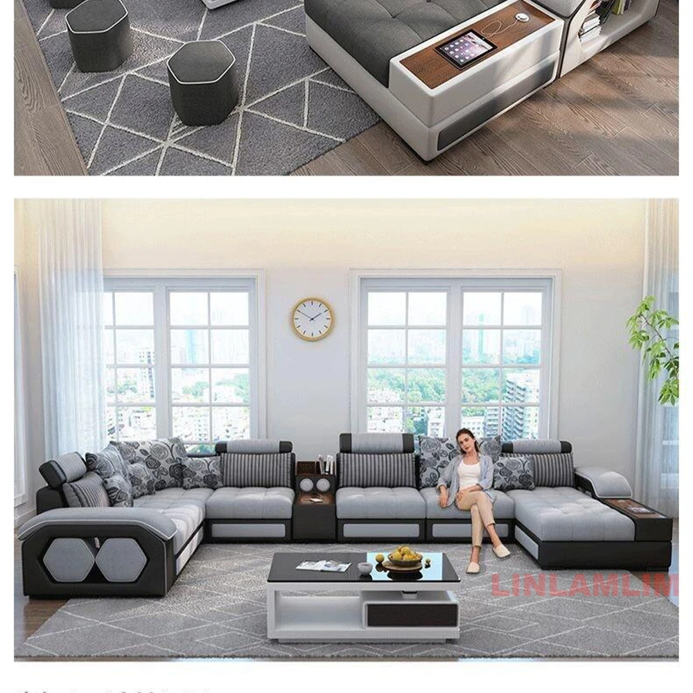 Linlamlim U-Shaped Sectional F - Home Cinema Sofa ulasan dan harga