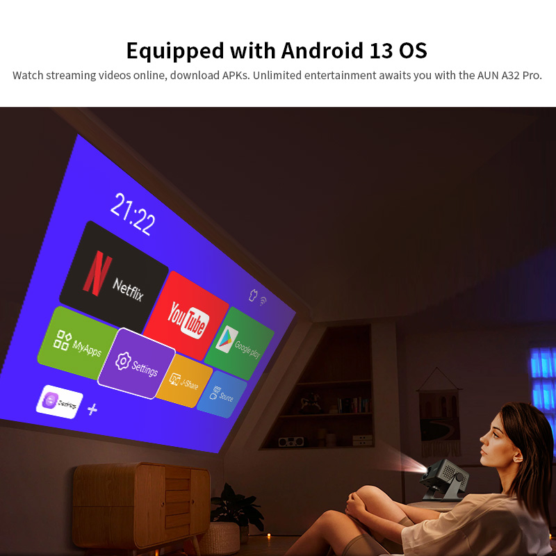 AUN Android Projector A32 Pro  - Home Cinema Mini ulasan dan harga